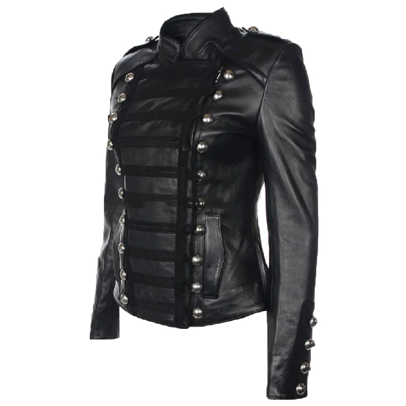 Women Real Lambskin Leather Biker Jacket KW458