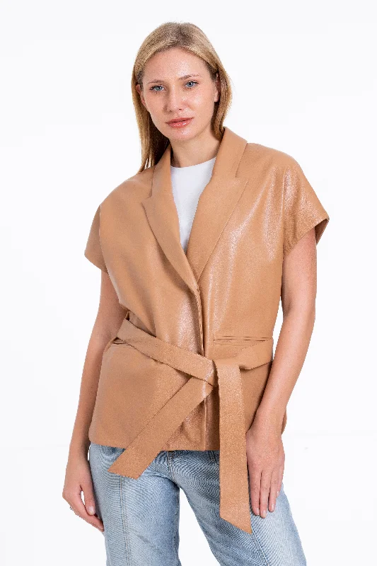 The Smithfield Leather Cookie Wraparound Vest Women Jacket