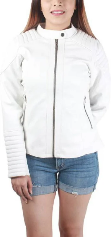 Women Real Lambskin Leather Biker Jacket KW434