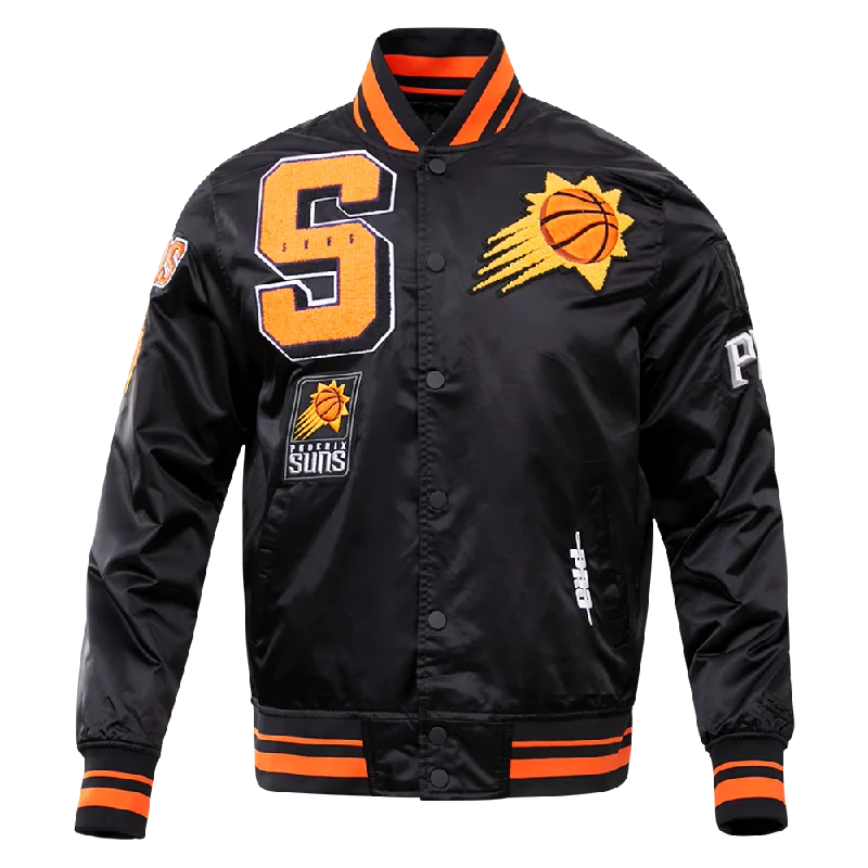 NBA PHOENIX SUNS MASHUP MEN'S RIB SATIN JACKET (BLACK)