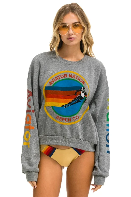 AVIATOR NATION ASPEN RELAXED CREW SWEATSHIRT - HEATHER GREY