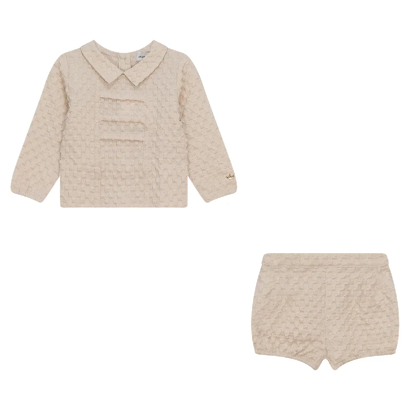 set outfit crepe shirt and bloomer - cream