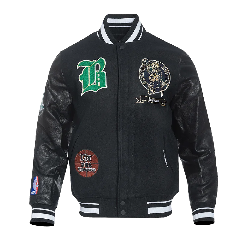 NBA BOSTON CELTICS PRO PREP MEN'S WOOL VARSITY JACKET (BLACK)