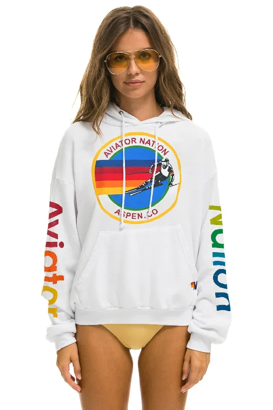 AVIATOR NATION ASPEN RELAXED PULLOVER HOODIE - WHITE