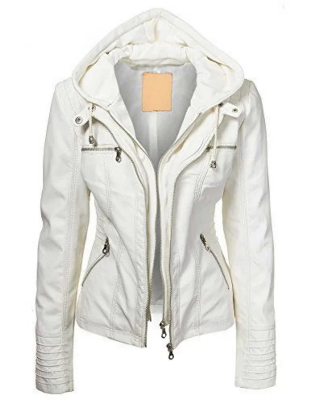 Women Real Lambskin Leather Biker Jacket KW497