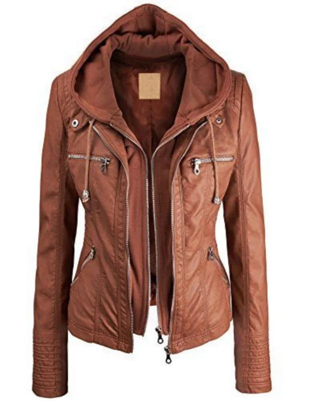 Women Real Lambskin Leather Biker Jacket KW499