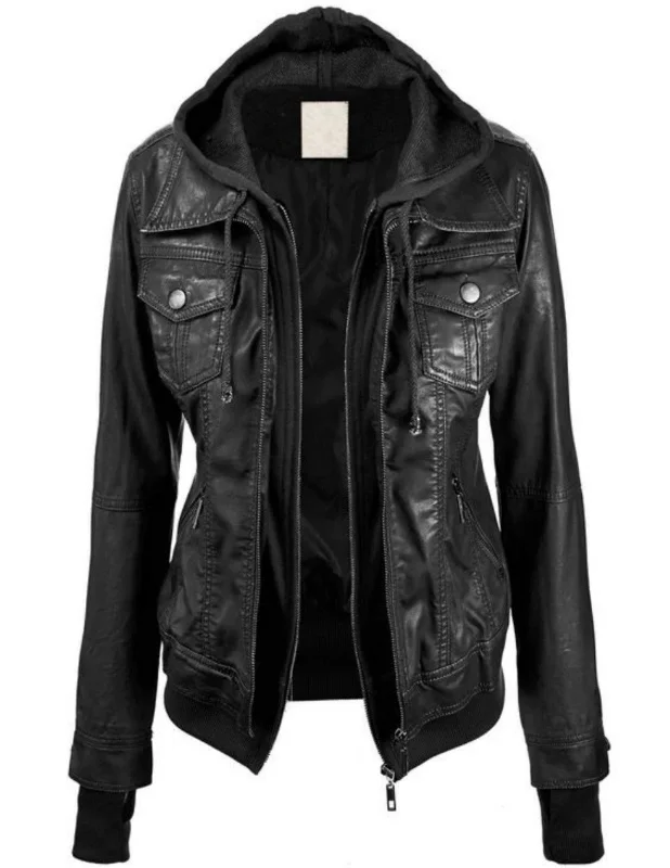 Women Real Lambskin Leather Biker Jacket KW507