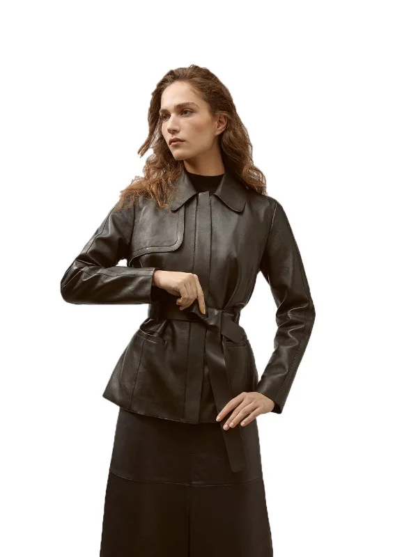 Women Real Lambskin Leather Biker Jacket KW481