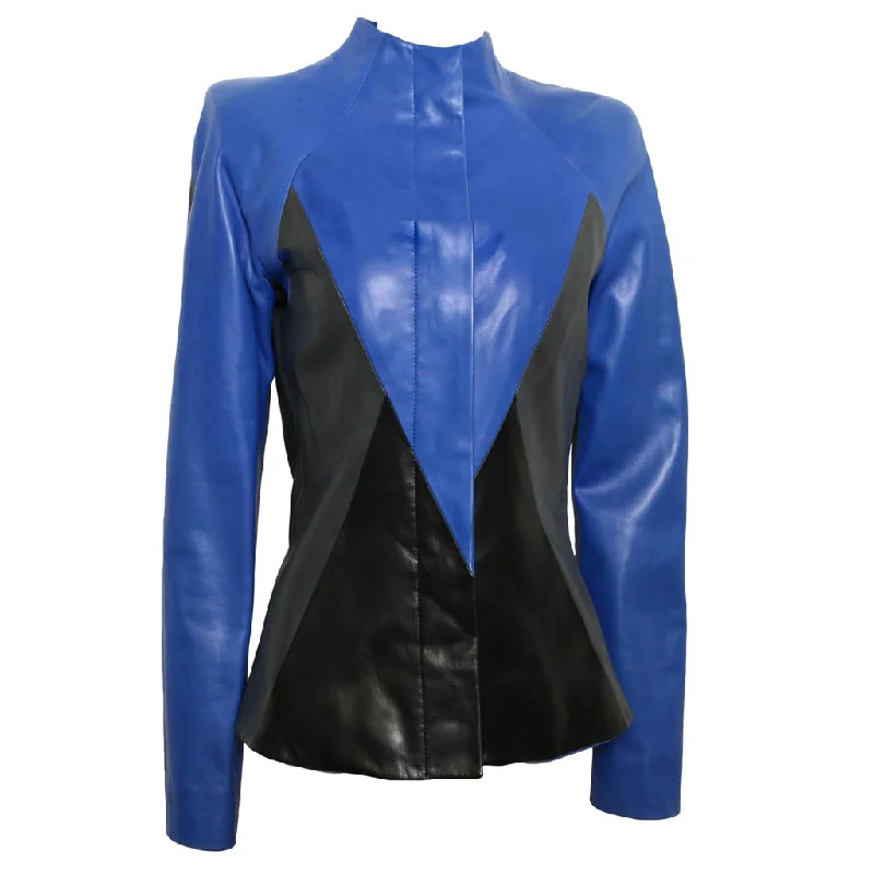 Women Real Lambskin Leather Biker Jacket KW449