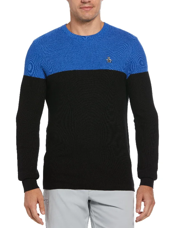 Men's Color Block Long Sleeve Golf Sweater