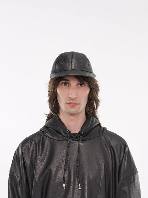 Six-Panel Leather Baseball Cap (ARG2406-BLACK)