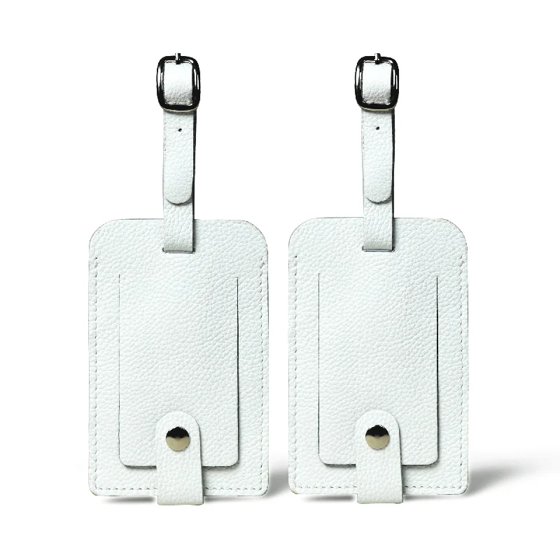 White Leather Luggage Tags Set