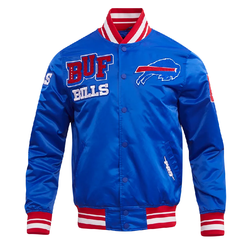 NFL BUFFALO BILLS MASHUP MEN'S RIB SATIN JACKET (ROYAL BLUE/RED)