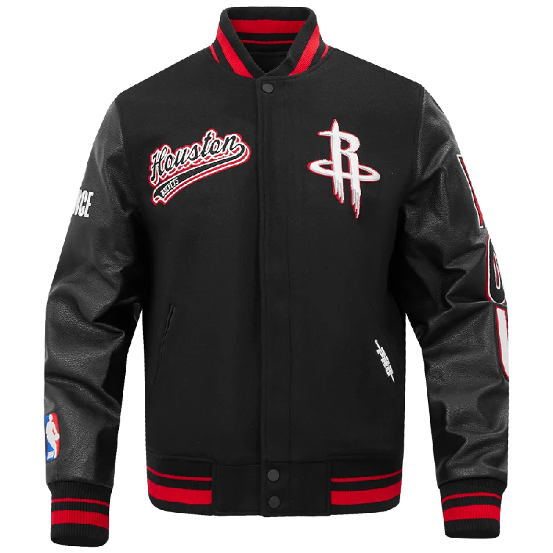 NBA HOUSTON ROCKETS SCRIPT TAIL MEN'S RIB WOOL VARSITY (BLACK/RED/BLACK)