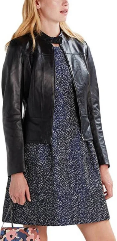 Women Real Lambskin Leather Biker Jacket KW428