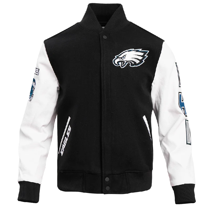 NFL PHILADELPHIA EAGLES CLASSIC WOOL MEN'S VARSITY JACKET (BLACK/WHITE)