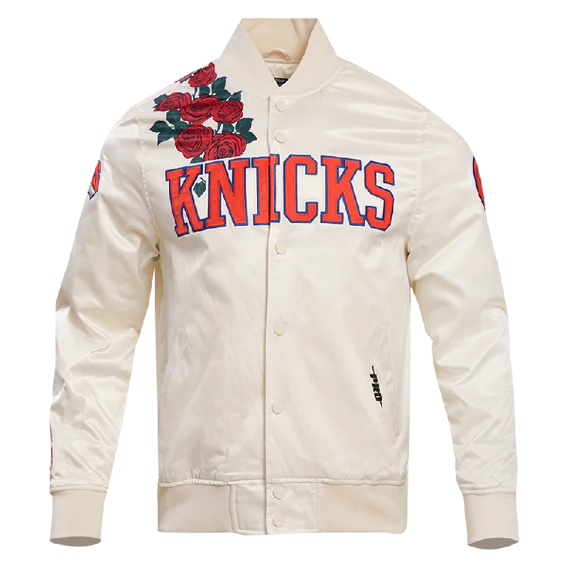 NBA NEW YORK KNICKS ROSES MEN'S SATIN JACKET (EGGSHELL / MULTI)