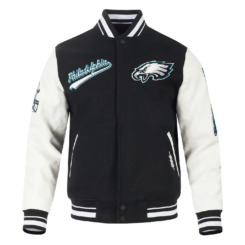 NFL PHILADELPHIA EAGLES SCRIPT TAIL MEN'S RIB WOOL VARSITY (BLACK/WHITE)