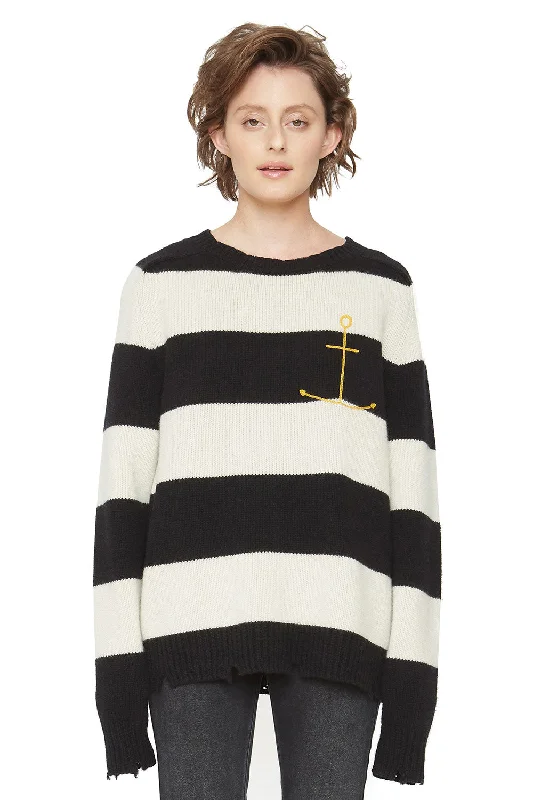 Anchor Cashmere Sweater - Black and White Stripes