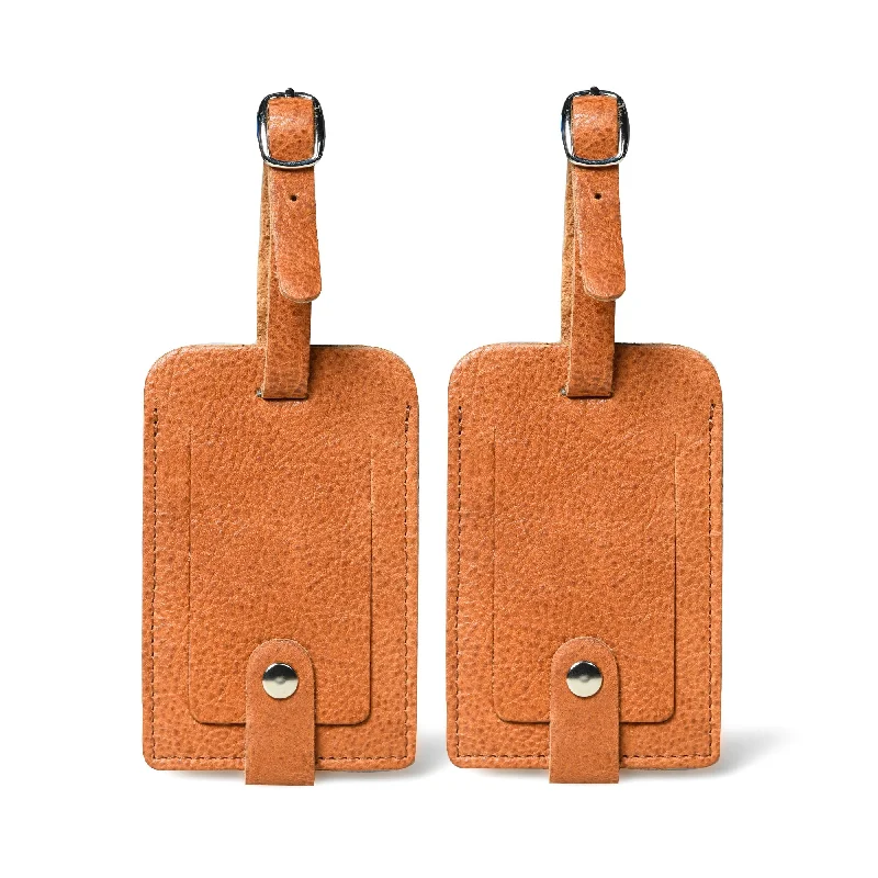 Tan Leather Luggage Tags Set