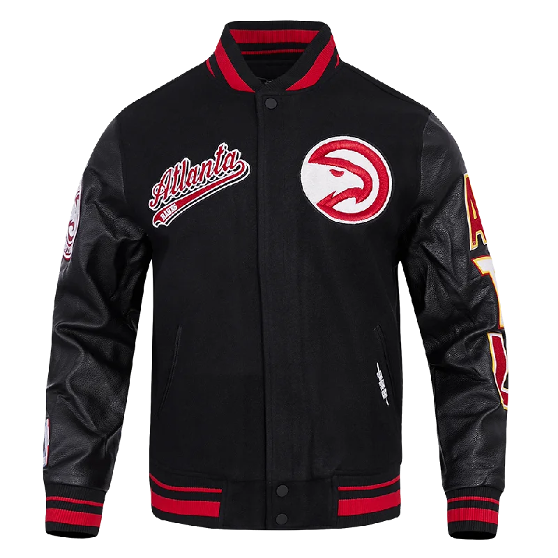 NBA ATLANTA HAWKS SCRIPT TAIL MEN'S RIB WOOL VARSITY (BLACK/RED/BLACK)