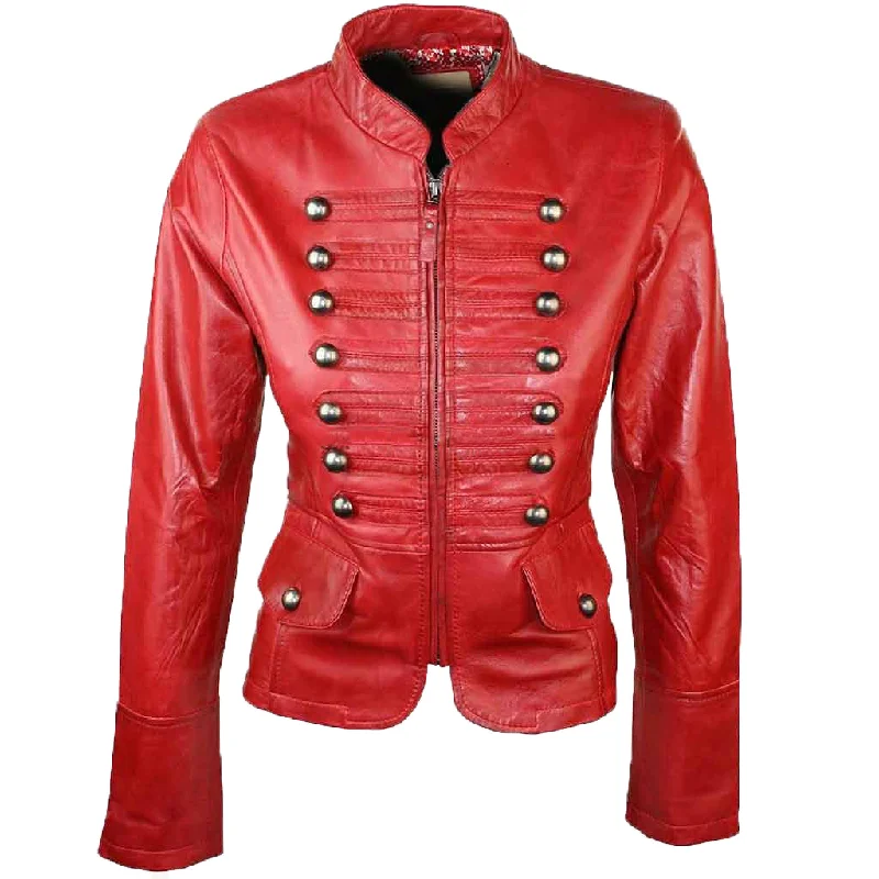 Women Real Lambskin Leather Biker Jacket KW460