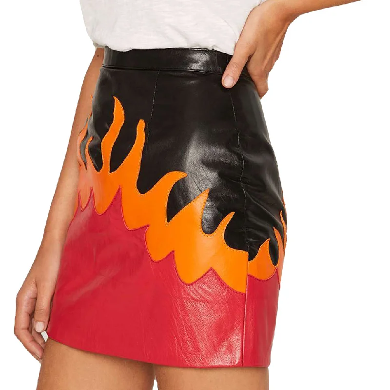 Women Real Lambskin Leather Mini Skirt WS137