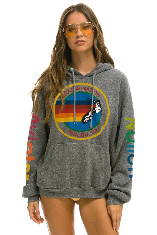 AVIATOR NATION MALIBU RELAXED PULLOVER HOODIE - HEATHER GREY