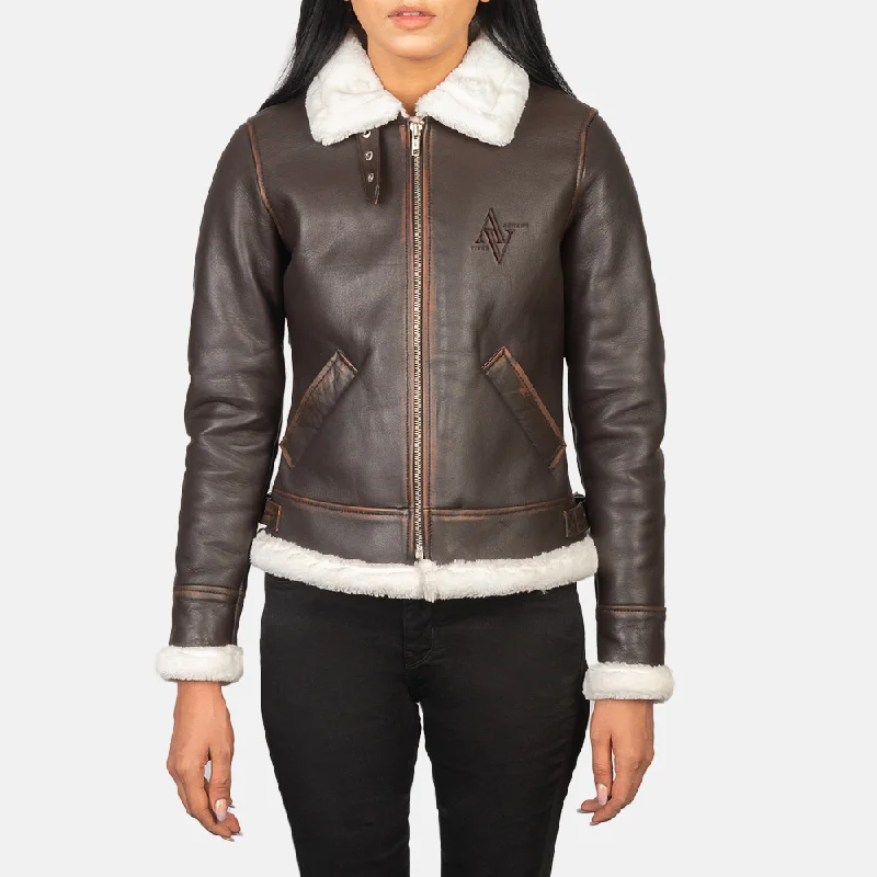 Armanivives B-3 Chaqueta bomber clásica de cuero marrón