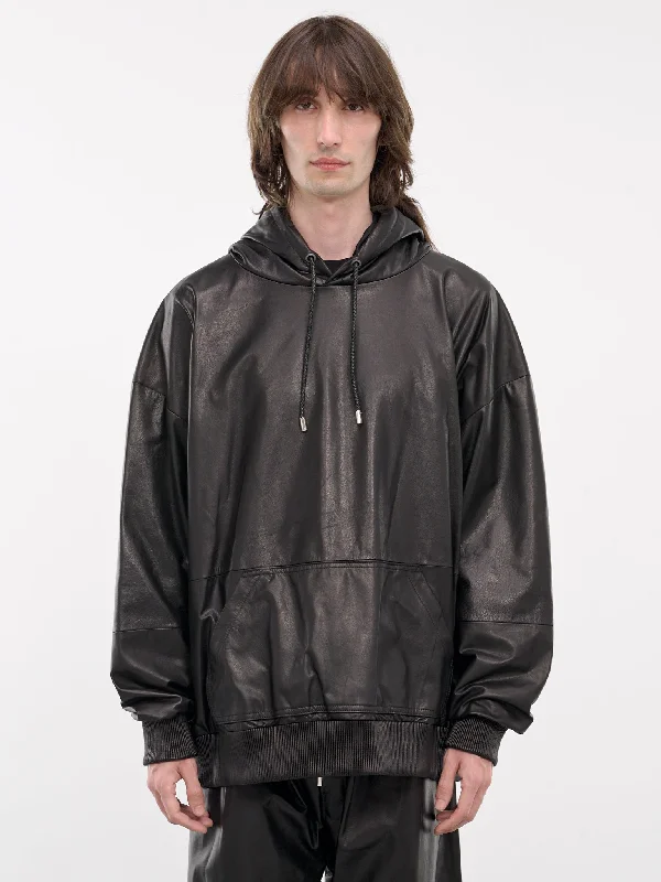 Leather Hoodie (ARJ2402-BLACK)