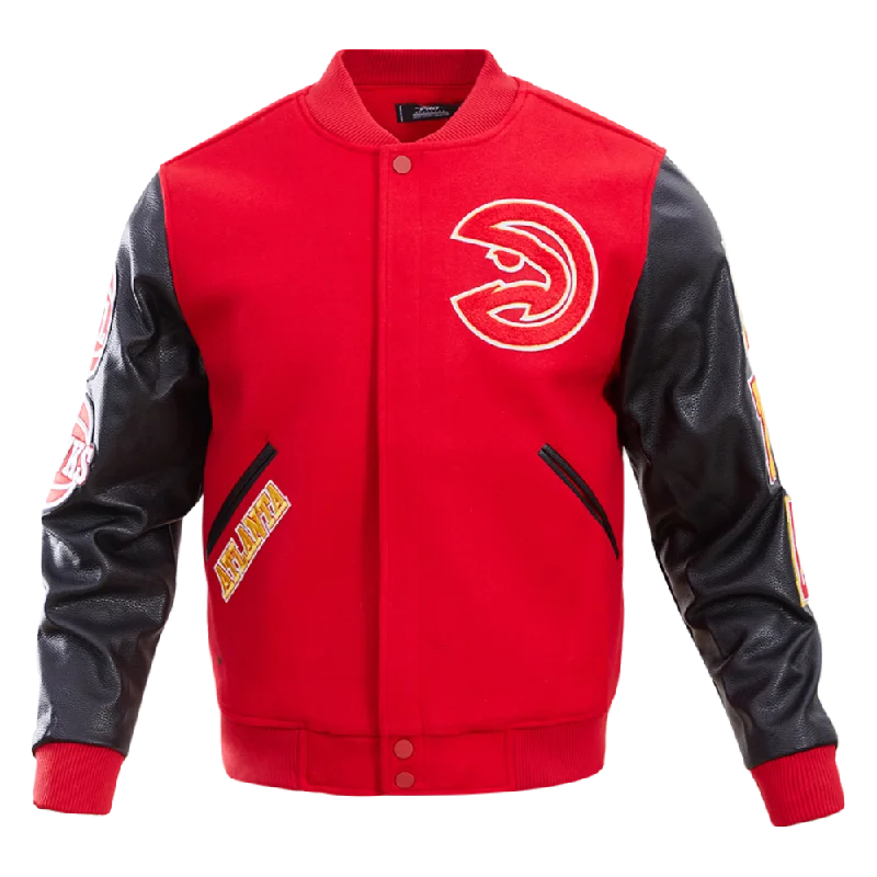 NBA ATLANTA HAWKS CLASSIC WOOL MEN'S VARSITY JACKET (RED/BLACK)