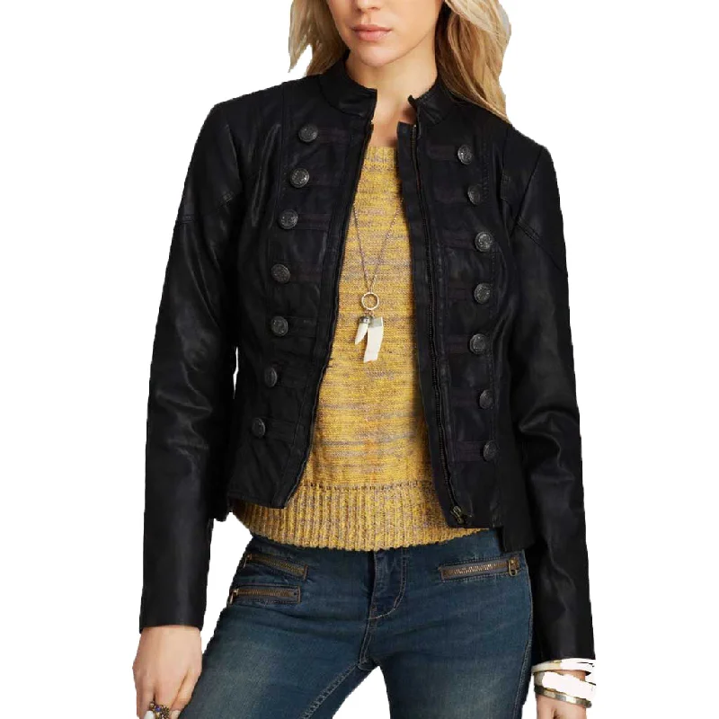 Women Real Lambskin Leather Biker Jacket KW446