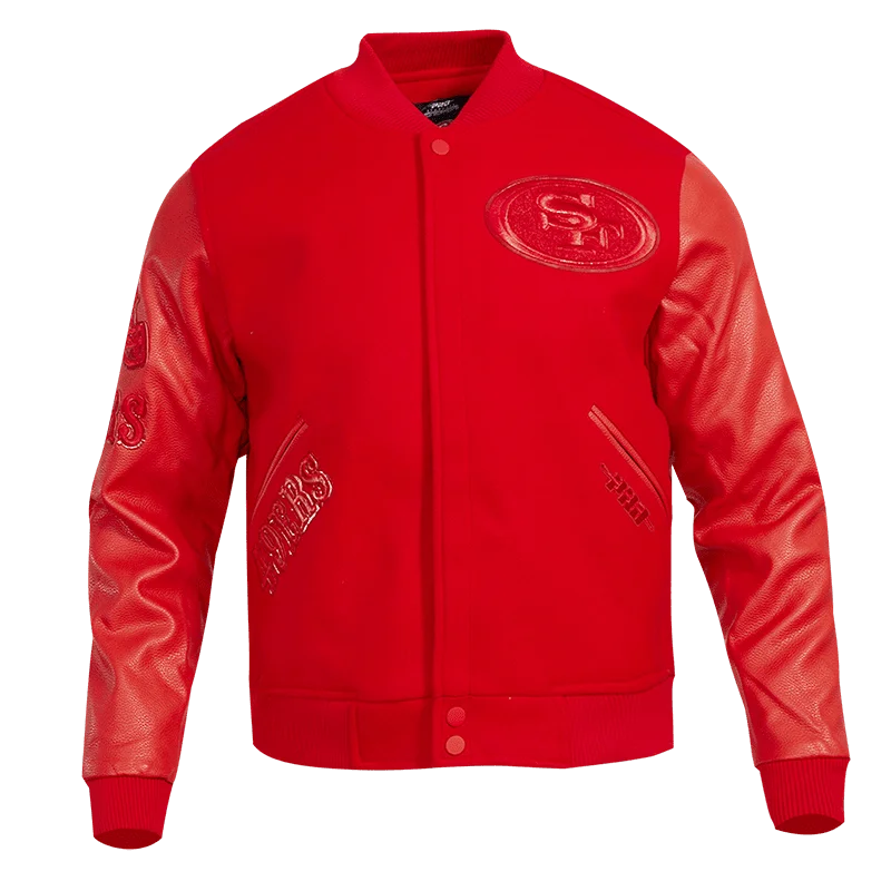 NFL SAN FRANCISCO 49ERS CLASSIC TRIPLE RED WOOL MEN'S VARSITY JACKET (TRIPLE RED)