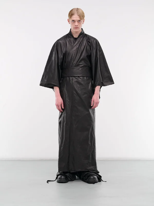 Leather Kimono (AJC2401-BLACK)