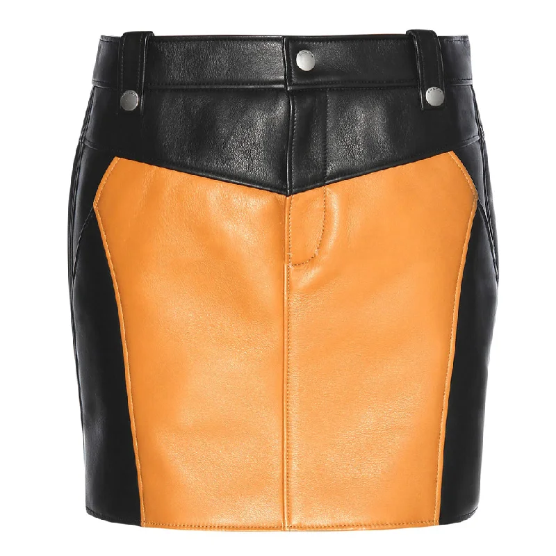 Women Real Lambskin Leather Mini Skirt WS141