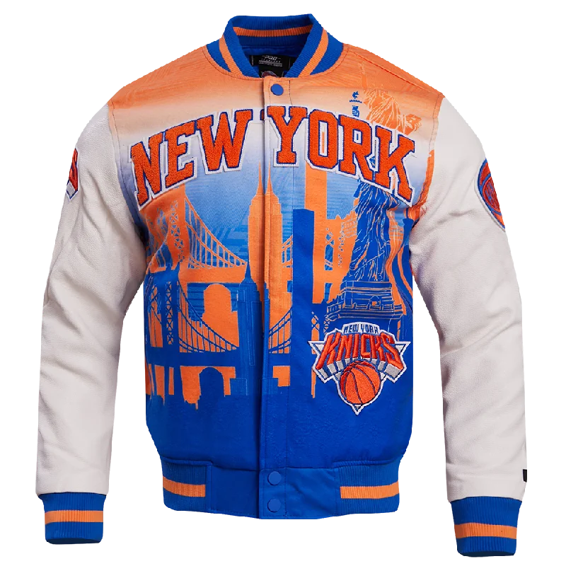 NBA NEW YORK KNICKS REMIX VARSITY MEN'S JACKET (WHITE)