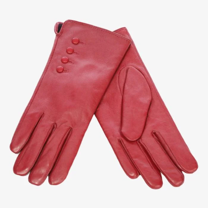 Womens Red Leather Gloves