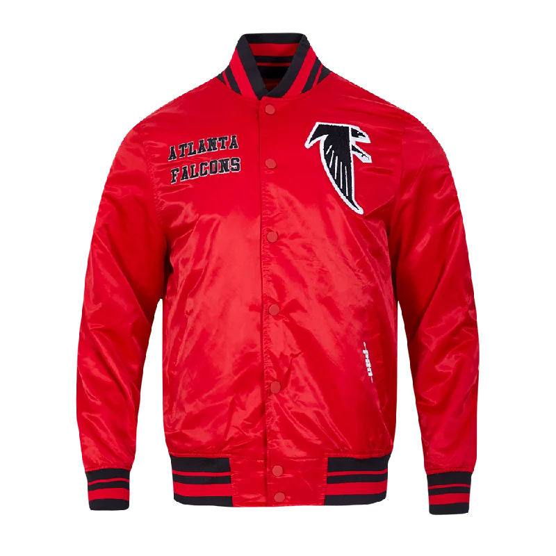 NFL ATLANTA FALCONS RETRO CLASSIC MEN'S RIB SATIN JACKET (RED/BLACK)