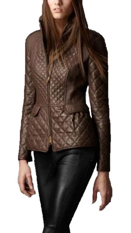 Women Real Lambskin Leather Biker Jacket KW522