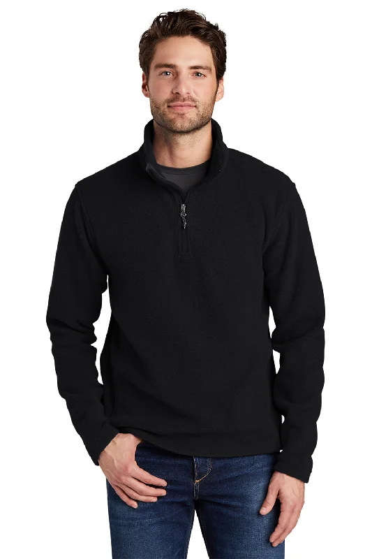 Port Authority Mens Fleece 1/4 Zip Sweatshirt - Black