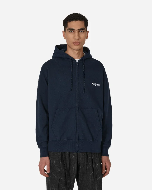 Zip-Up Hooded Sweatshirt Blue