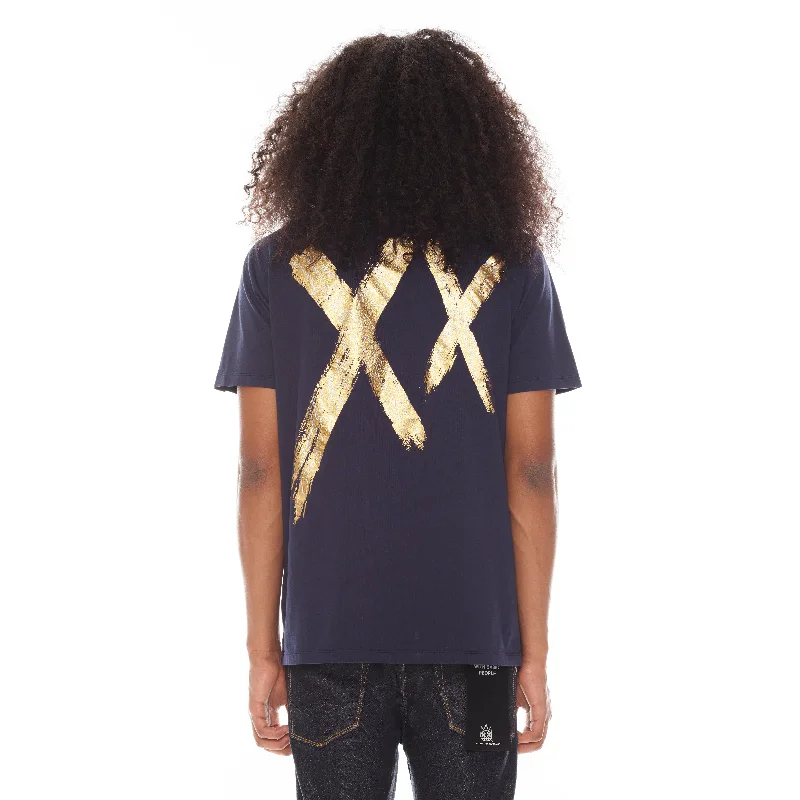 SHORT SLEEVE CREW NECK TEE  26/1'S "FOIL XX" IN NAVY