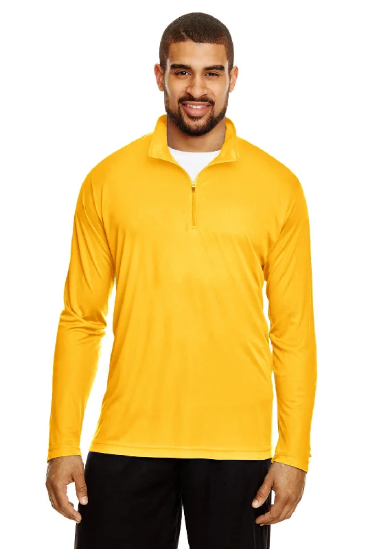 Team 365 Mens Zone Performance Moisture Wicking 1/4 Zip Sweatshirt - Athletic Gold