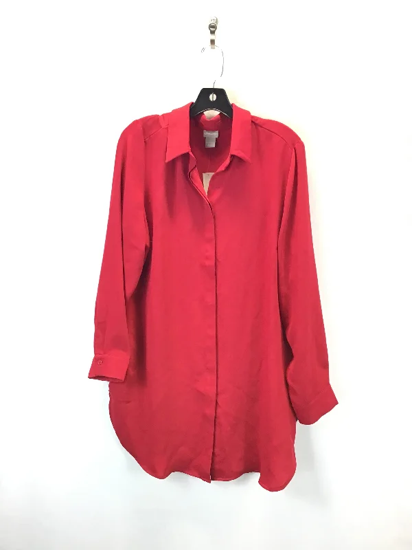 Top Long Sleeve By Chicos In Red, Size: L