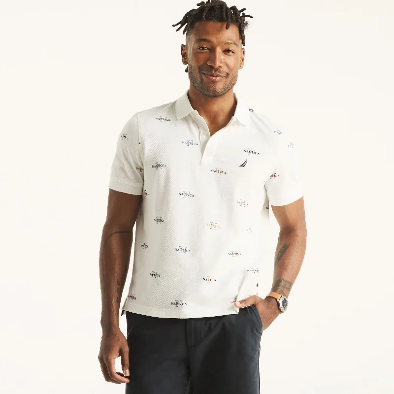 Nautica Mens Sustainably Crafted Classic Fit Printed Deck Polo