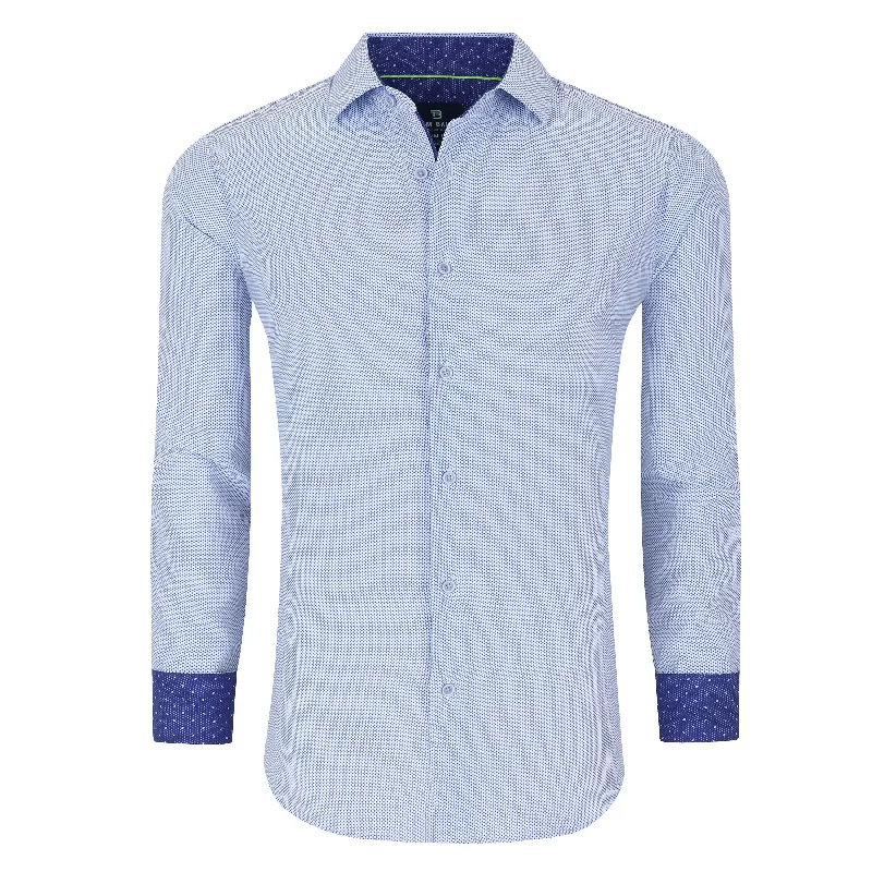 Tom Baine Slim Fit Performance Long Sleeve Geometric Button Down