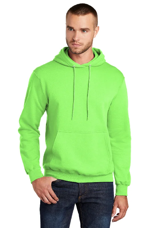 Port & Company Mens Core Pill Resistant Fleece Hooded Sweatshirt Hoodie w/ Pouch Pocket - Neon Green