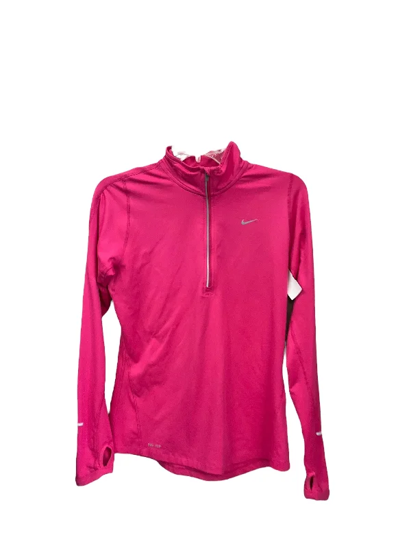 Athletic Top Long Sleeve Collar By Nike Apparel In Pink, Size: S