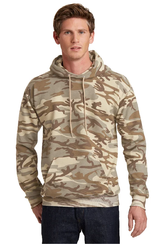 Port & Company Mens Core Pill Resistant Fleece Hooded Sweatshirt Hoodie w/ Pouch Pocket - Desert Camo