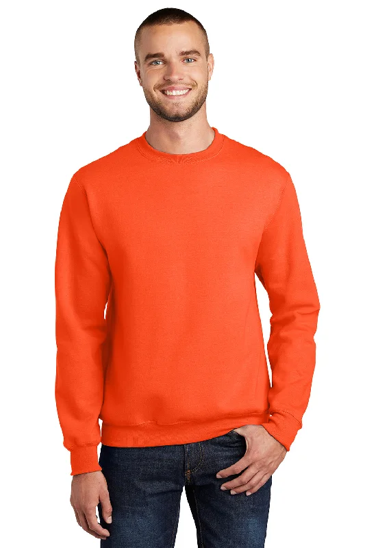 Port & Company Mens Essential Pill Resistant Fleece Crewneck Sweatshirt - Safety Orange